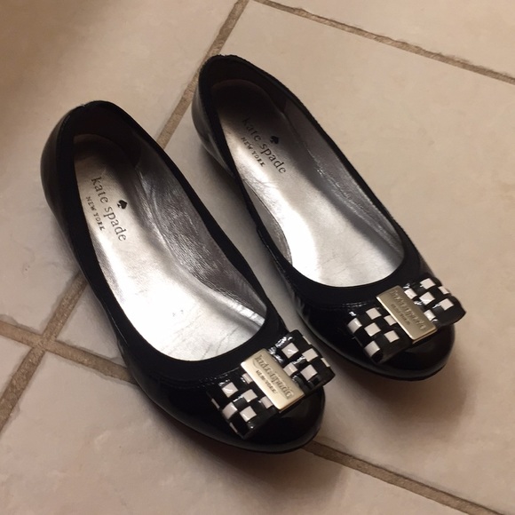 kate spade black flats with bow
